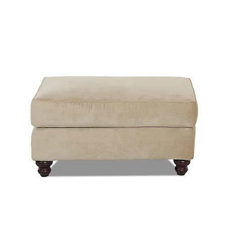 Traditional Ottoman with Turned Wood Feet